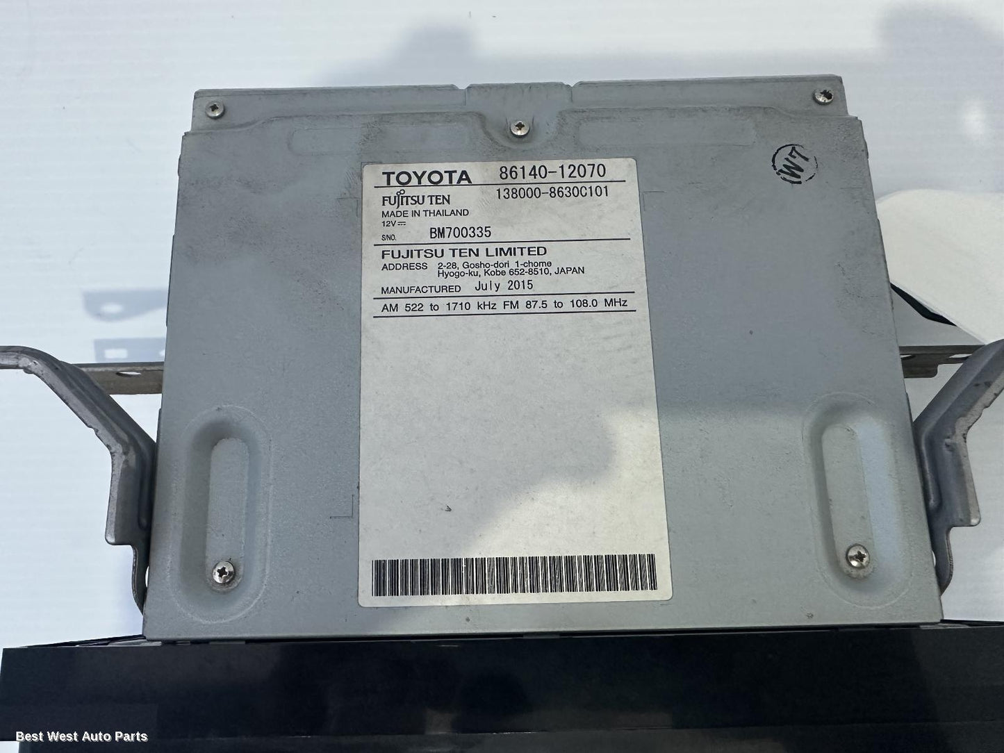 2015 TOYOTA COROLLA Radio/Cd/Dvd/Sat/Tv