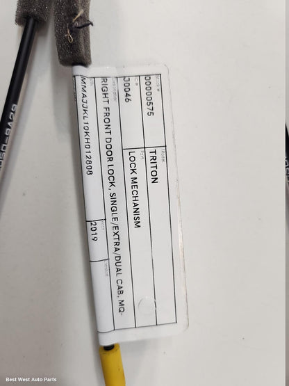 2019 MITSUBISHI TRITON Door/Boot/Gate Lock