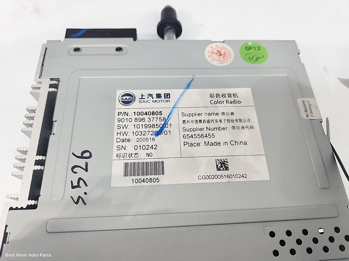 2020 MG MG3 Radio/Cd/Dvd/Sat/Tv