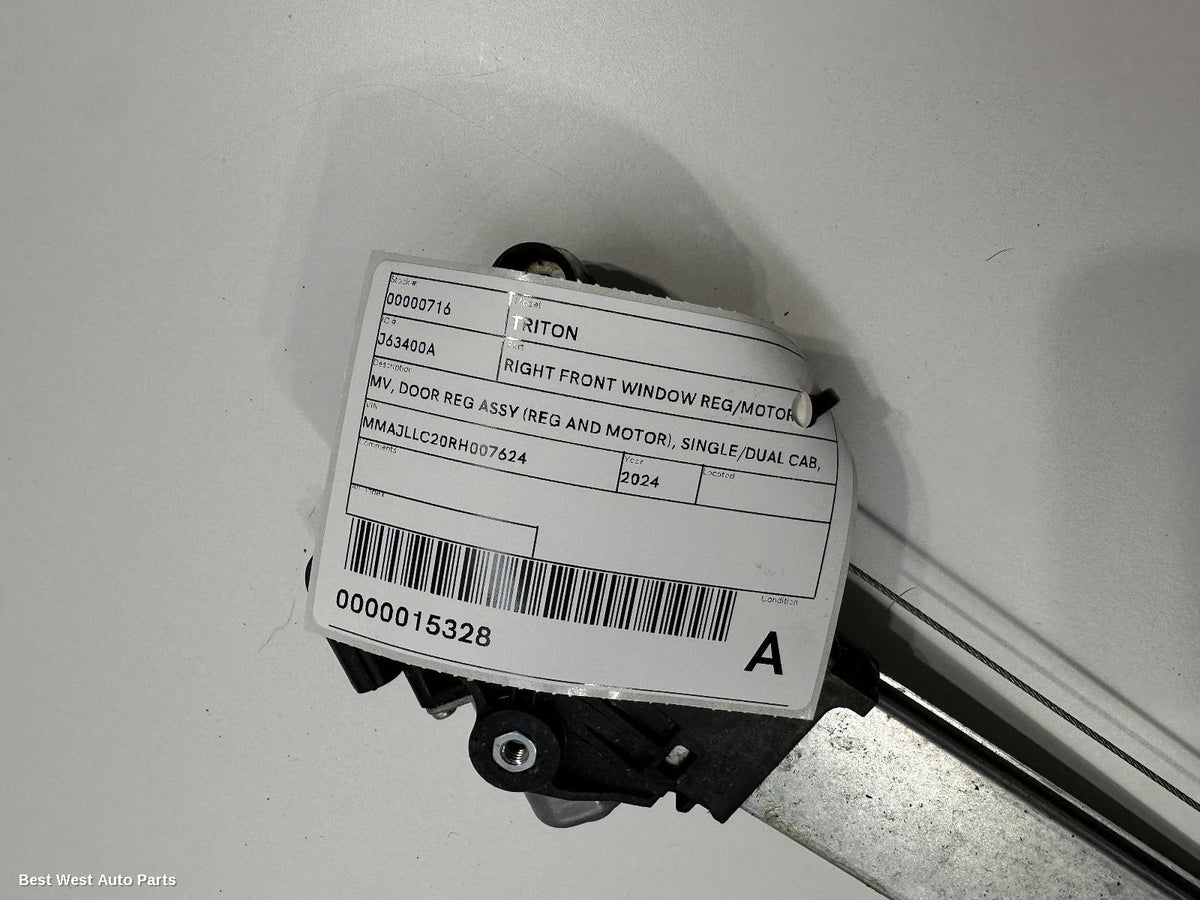 2024 MITSUBISHI TRITON Right Front Window Reg/Motor