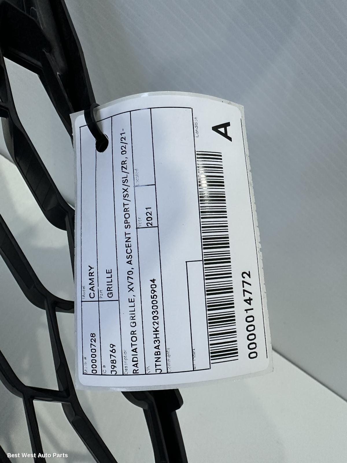 2021 TOYOTA CAMRY Grille