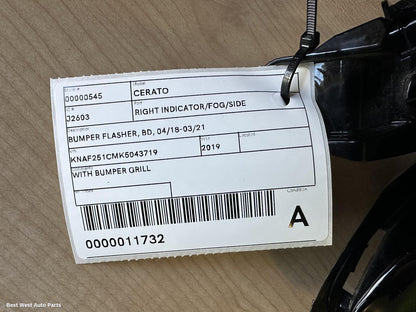 2019 KIA CERATO Right Indicator/Fog/Side