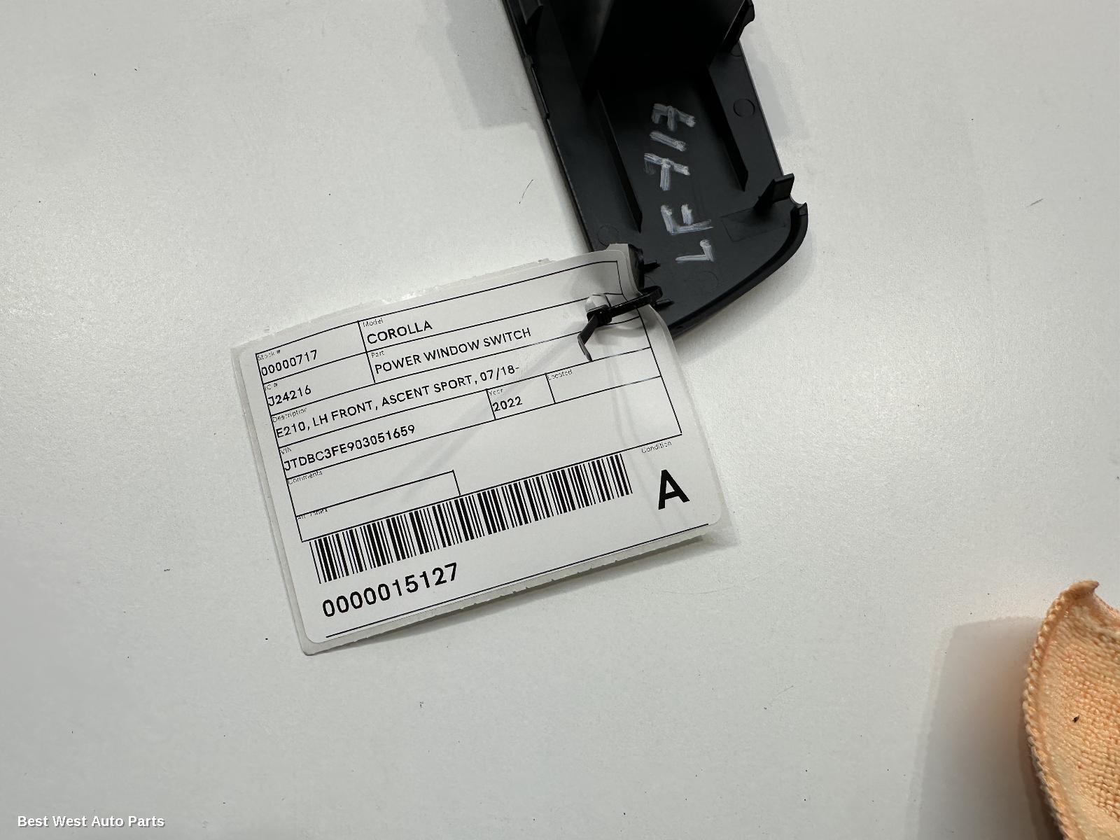 2022 TOYOTA COROLLA Pwr Dr Wind Switch