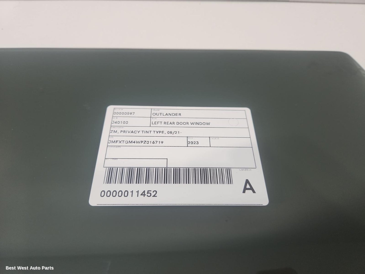 2023 MITSUBISHI OUTLANDER Left Rear Door Window