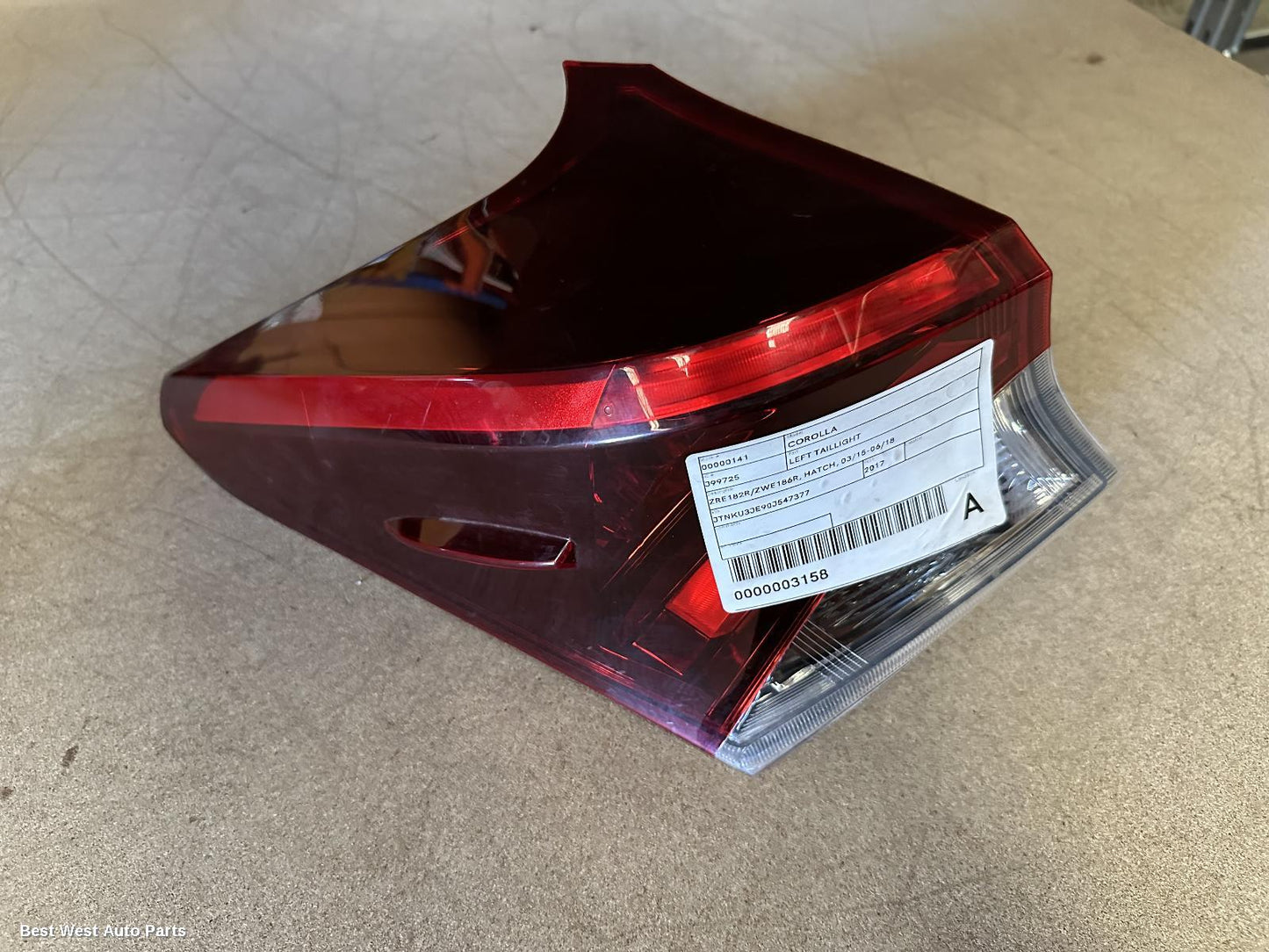 2017 TOYOTA COROLLA Left Taillight