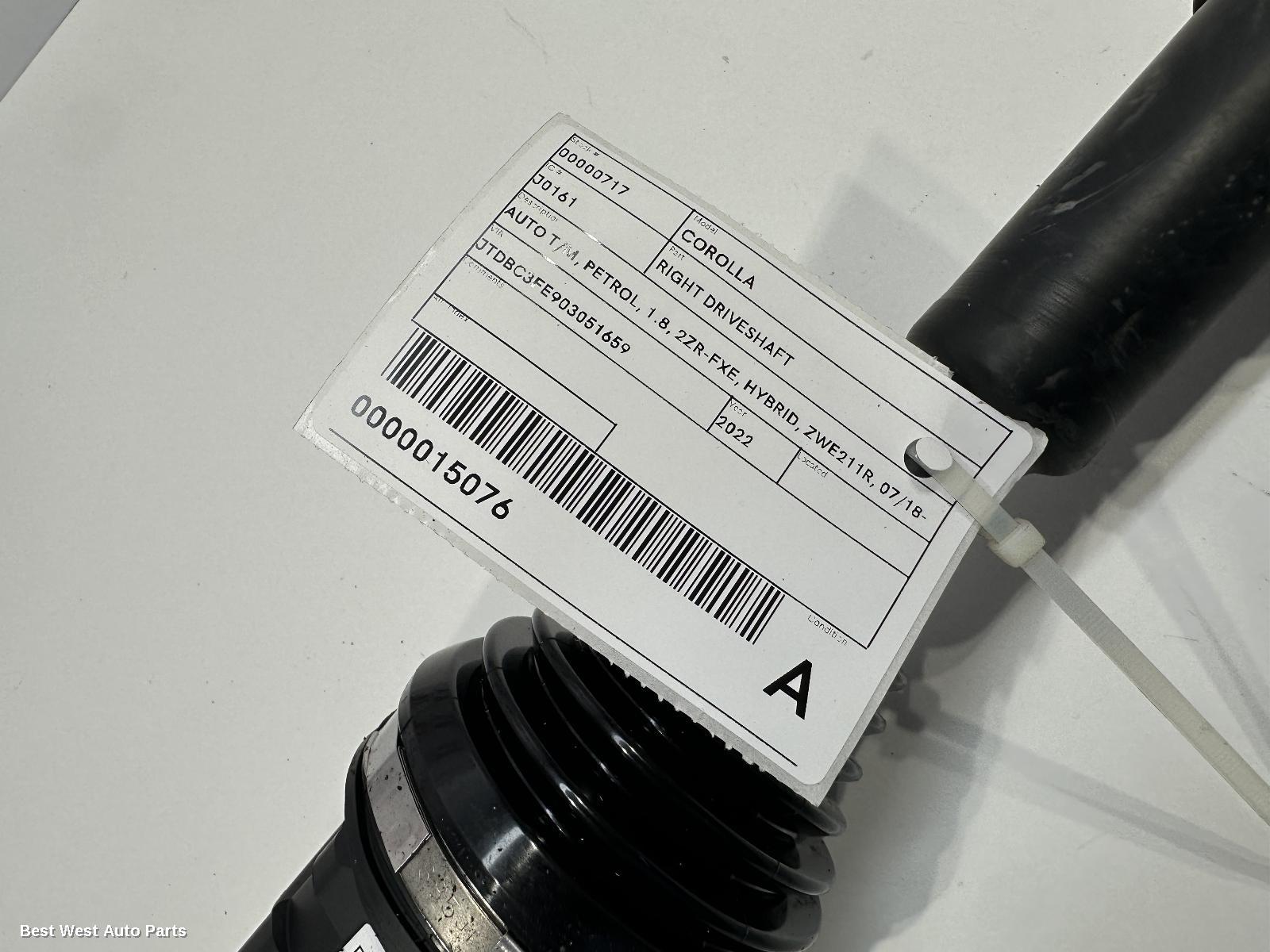 2022 TOYOTA COROLLA Right Driveshaft