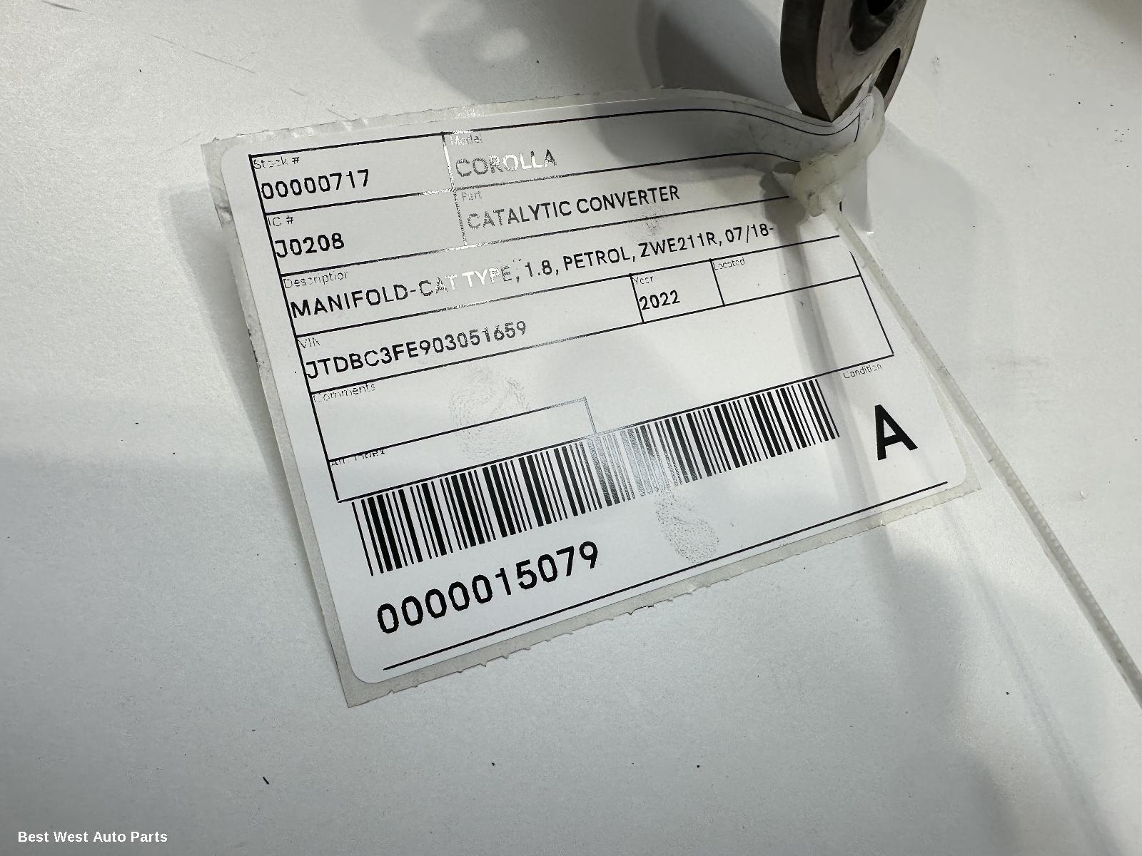 2022 TOYOTA COROLLA Catalytic Converter