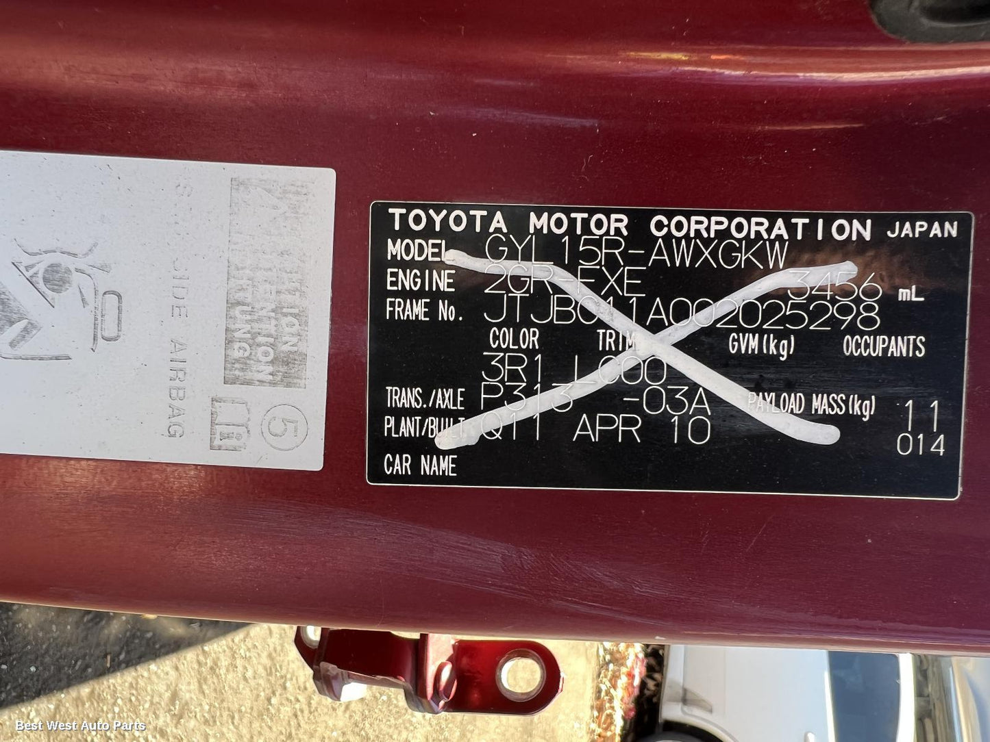 2010 LEXUS RX SERIES Rear Bumper