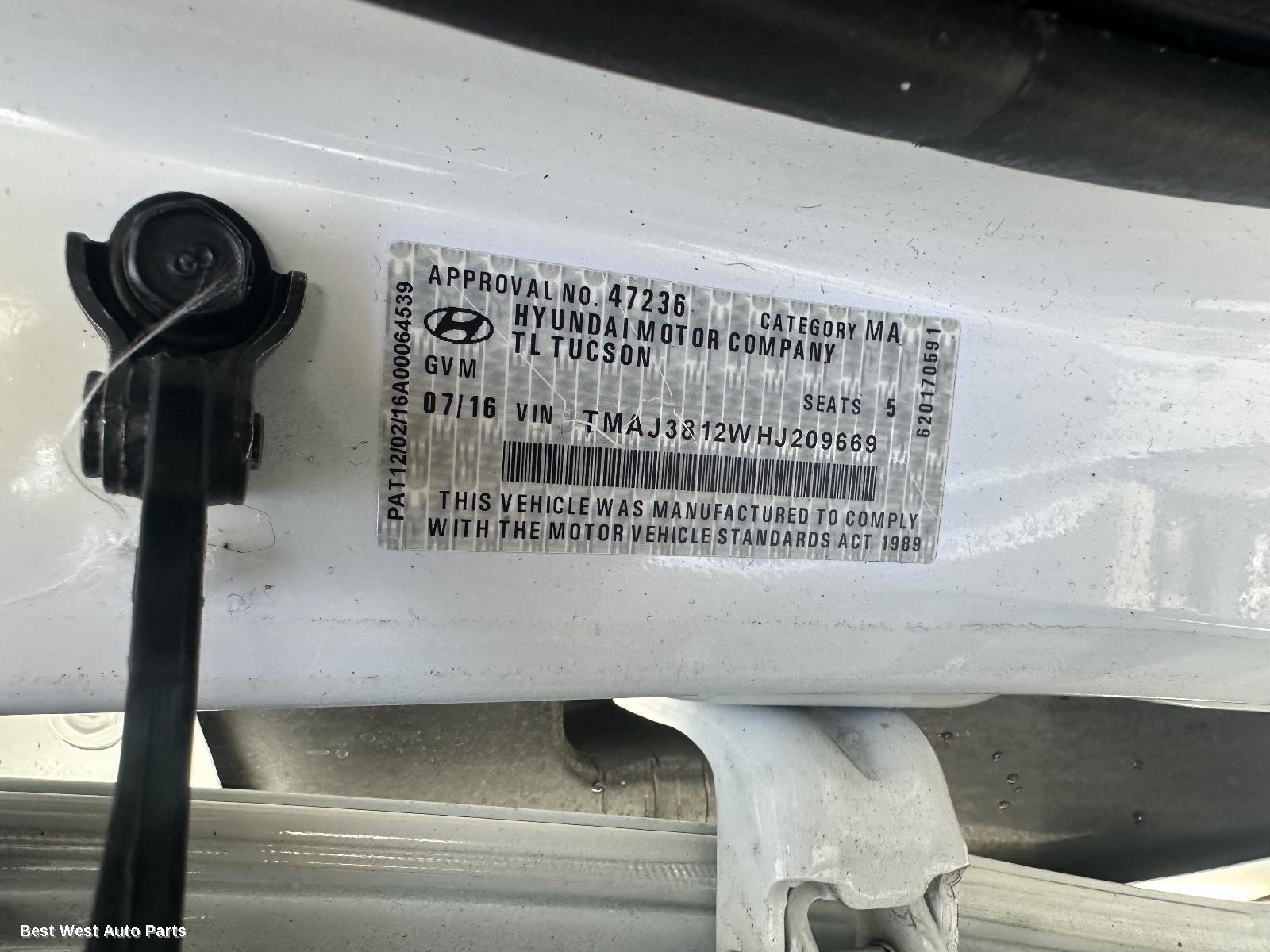 2015 HYUNDAI TUCSON Radiator Support