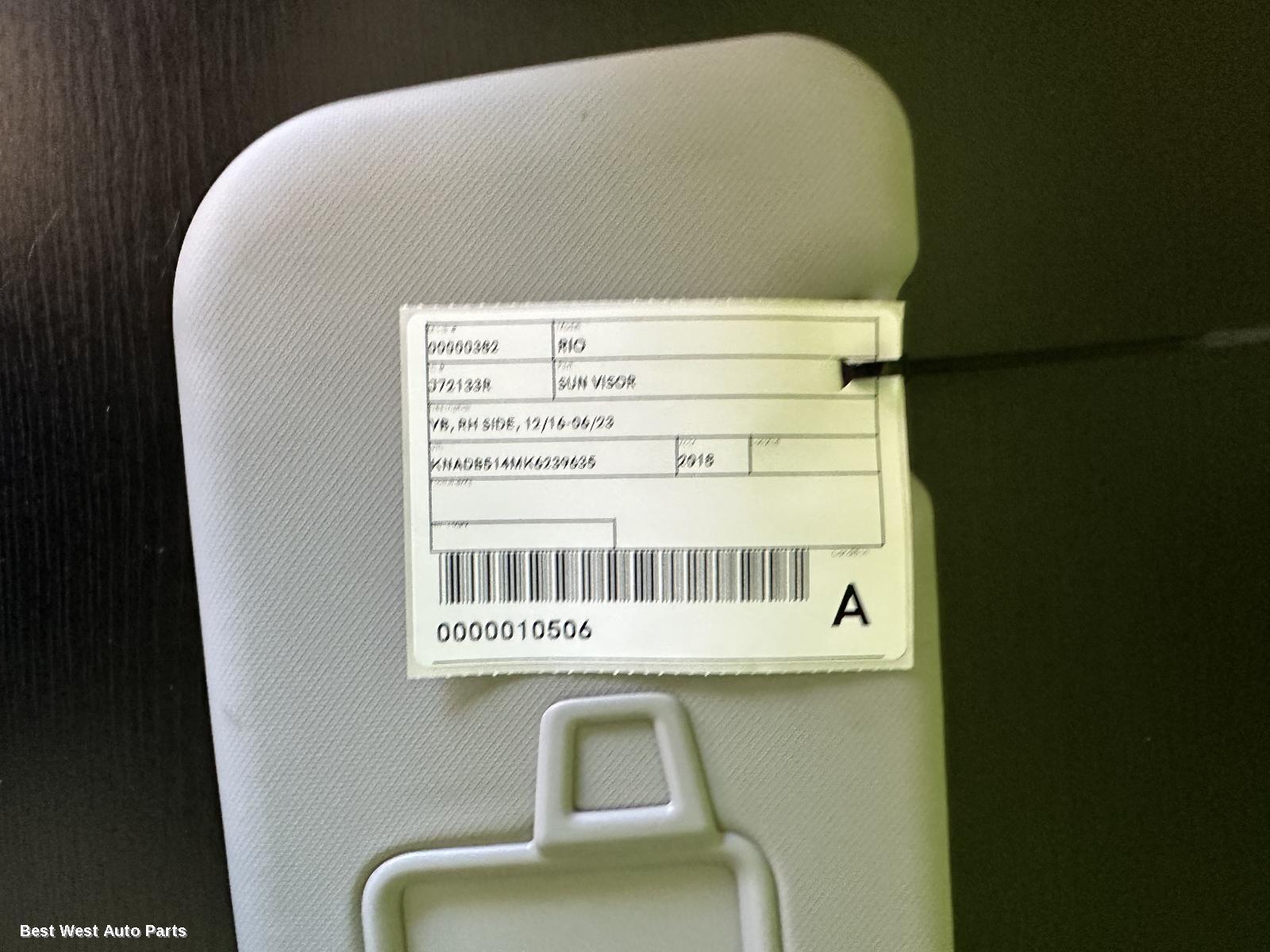 2018 KIA RIO Sunvisor