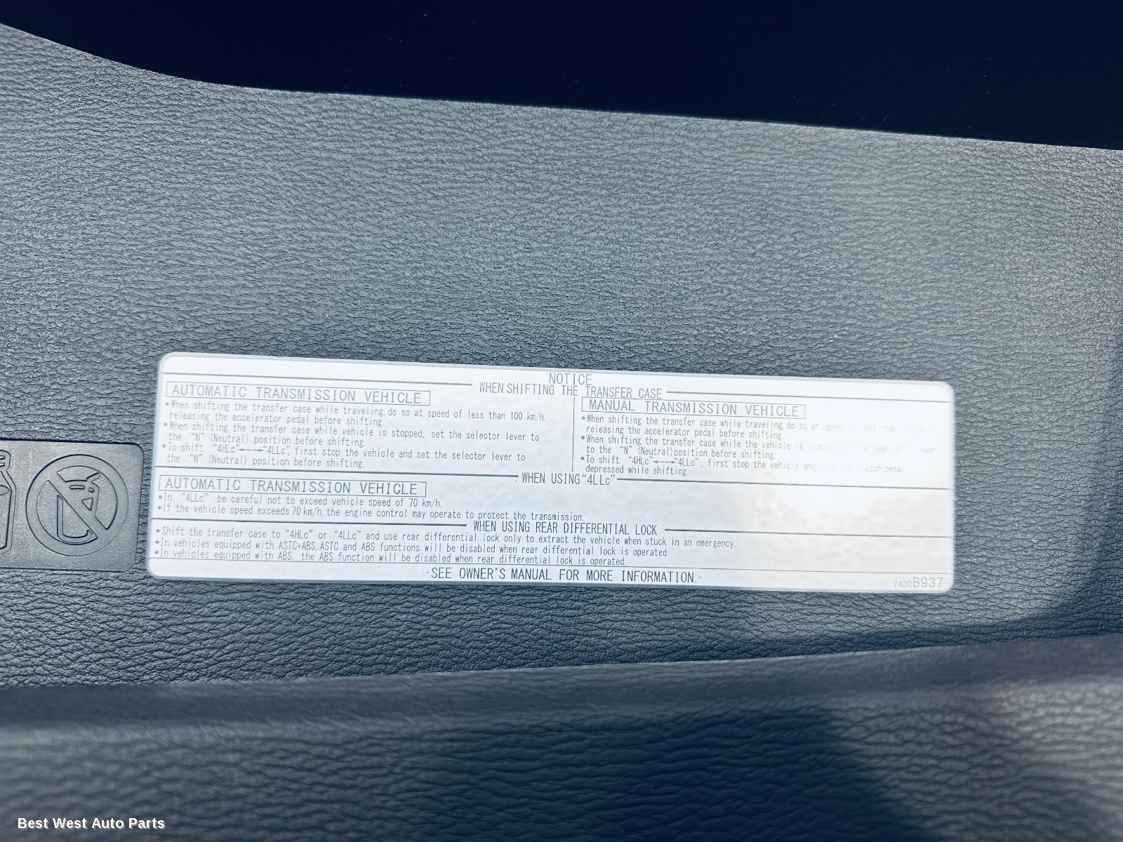 2024 MITSUBISHI TRITON Door Trim