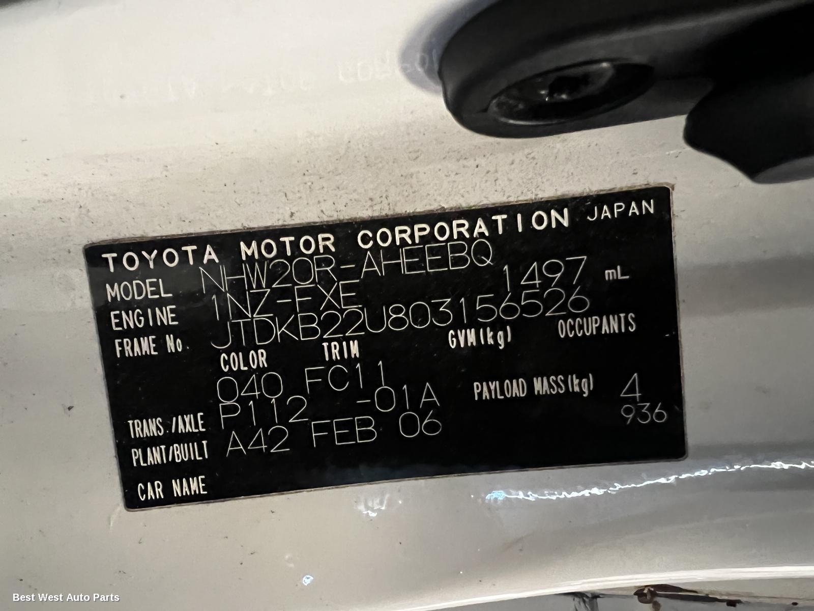 2006 TOYOTA PRIUS Bootlid/Tailgate