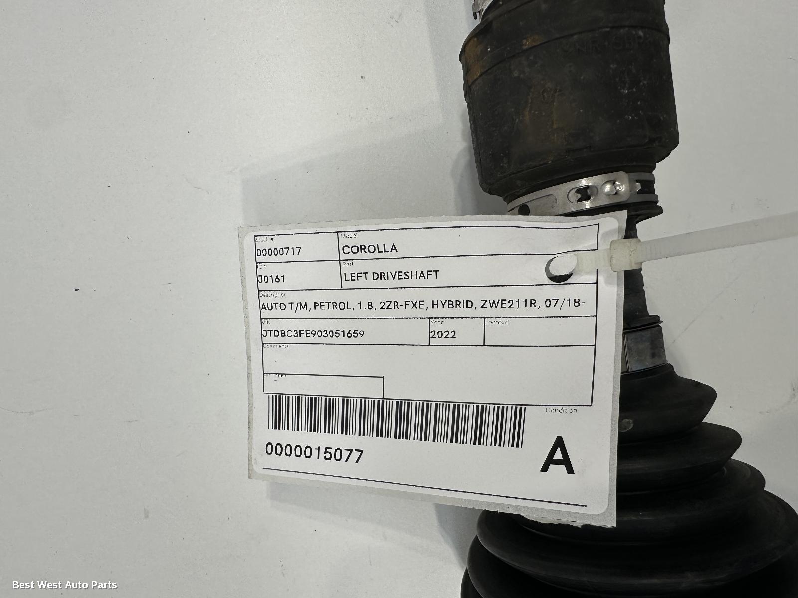 2022 TOYOTA COROLLA Left Driveshaft