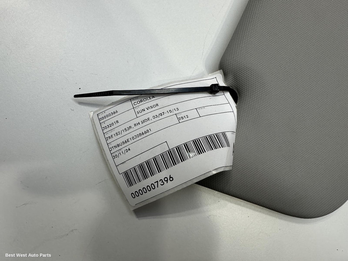 2012 TOYOTA COROLLA Sunvisor