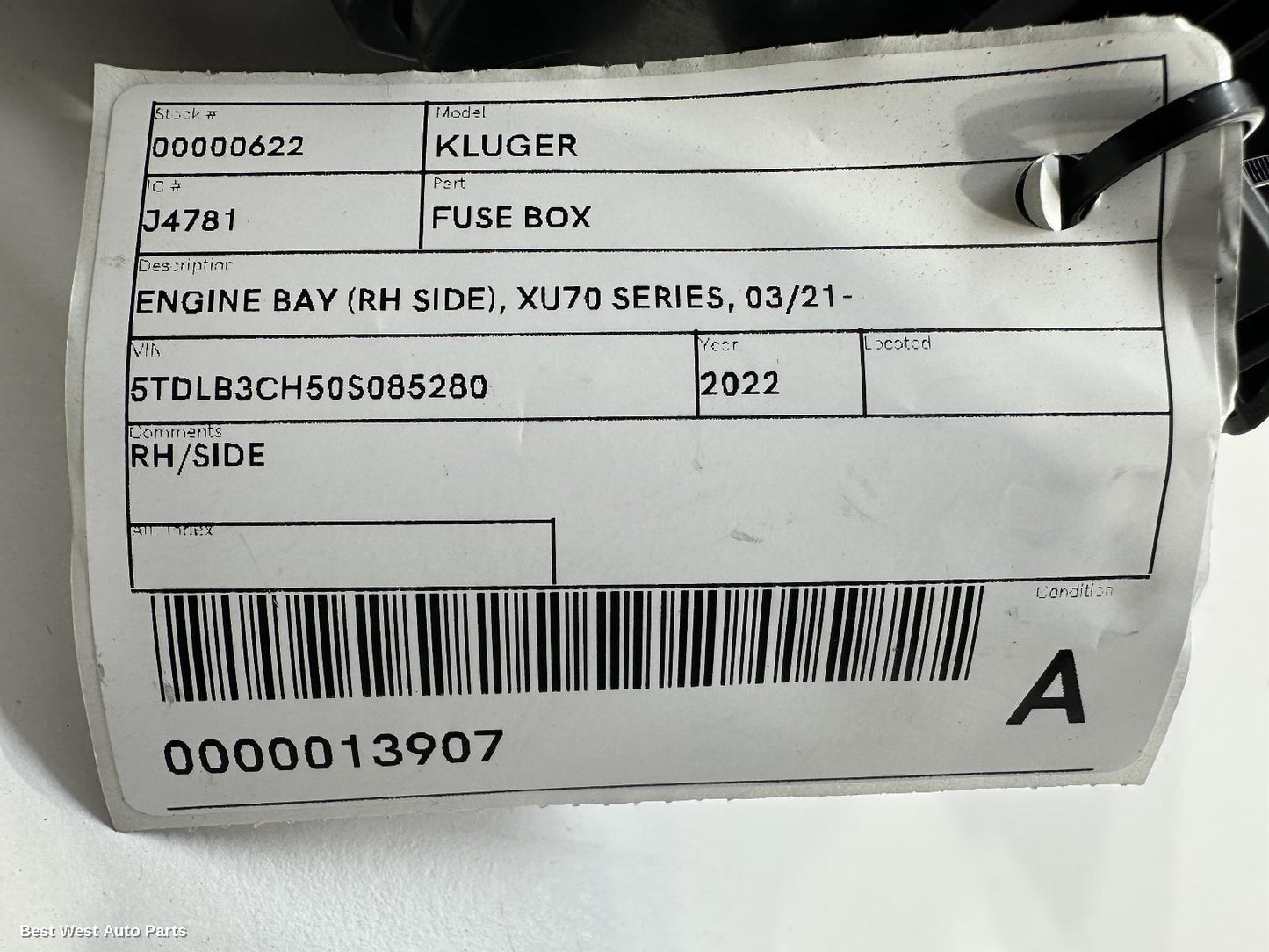 2022 TOYOTA KLUGER Fuse Box