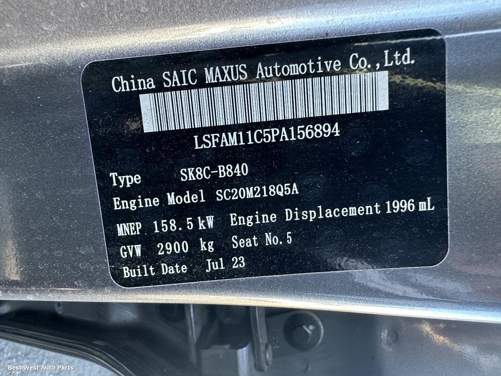 2023 LDV T60 Sunvisor